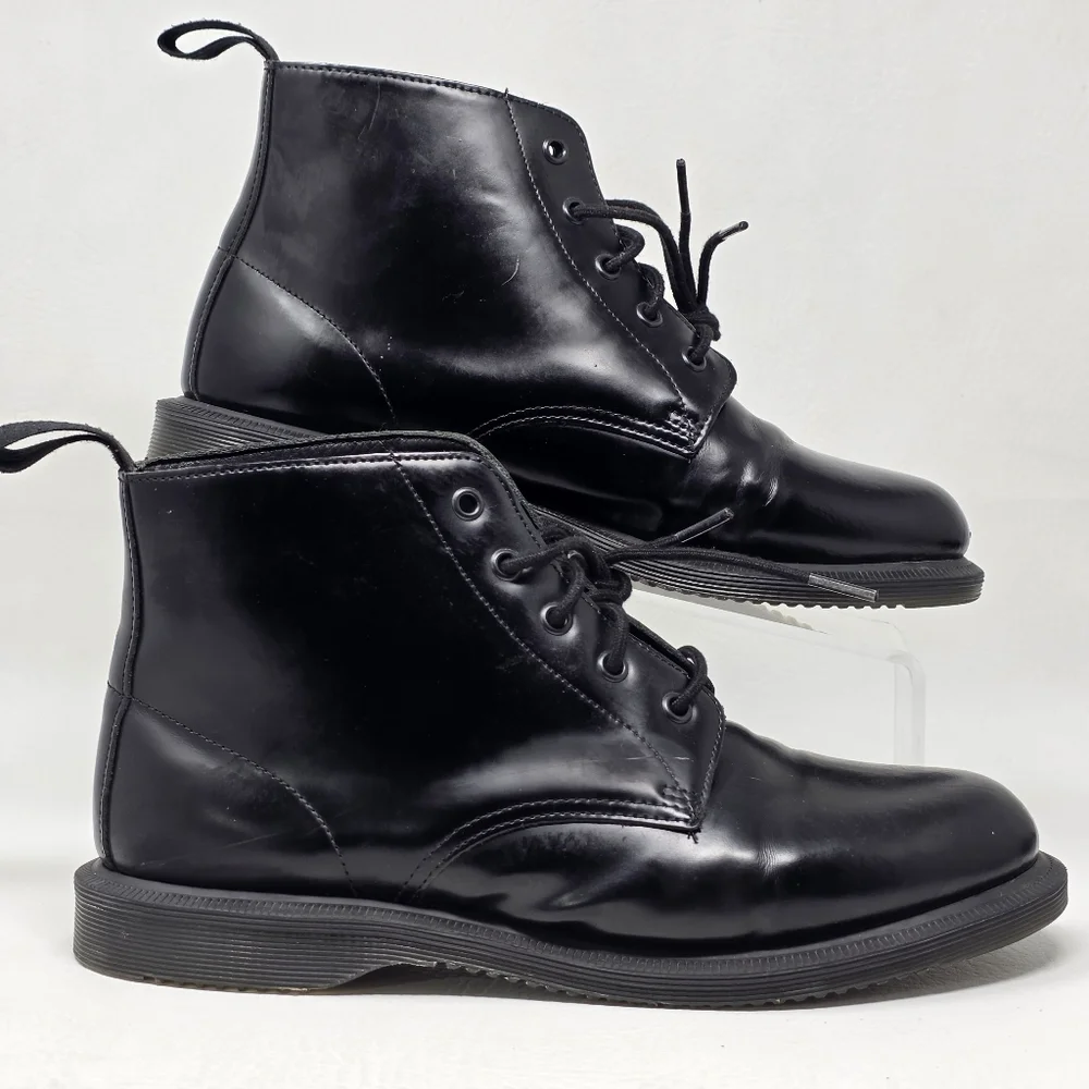 Dr Martens Emmeline Women's Black Leather 5 Eye Ankle Boots Size 10 Pre-owned
